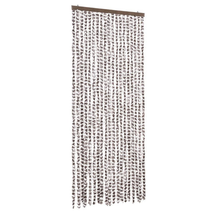 insektgardin 56x185 cm chenille gråbrun og hvid
