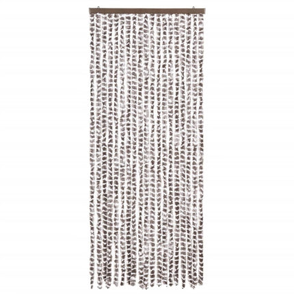 insektgardin 56x185 cm chenille gråbrun og hvid