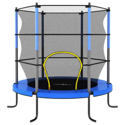 trampolinsæt med sikkerhedsnet 140x160 cm rund blå
