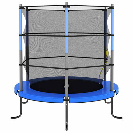 trampolinsæt med sikkerhedsnet 140x160 cm rund blå