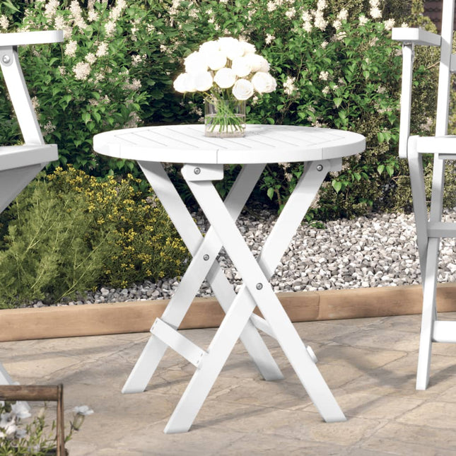 foldbart havebord Ø46 cm massivt akacietræ hvid