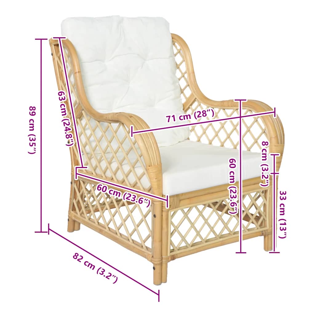 sofa med hynde naturlig rattan og linned