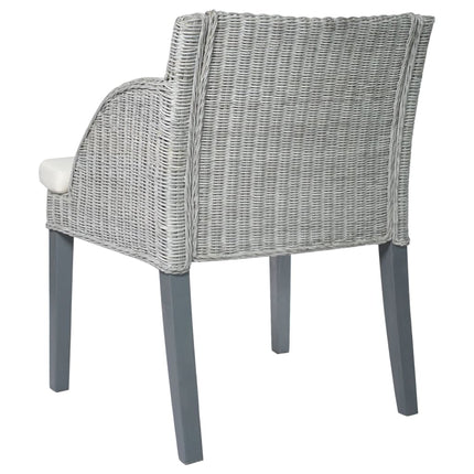 spisebordsstol med hynde naturlig rattan grå