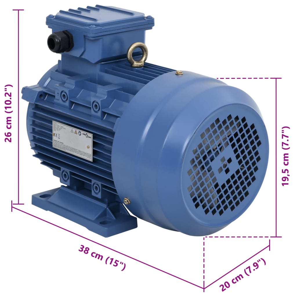 3-faset elektrisk motor 3 kW/4 hk 2-polet 2840 o/m aluminium