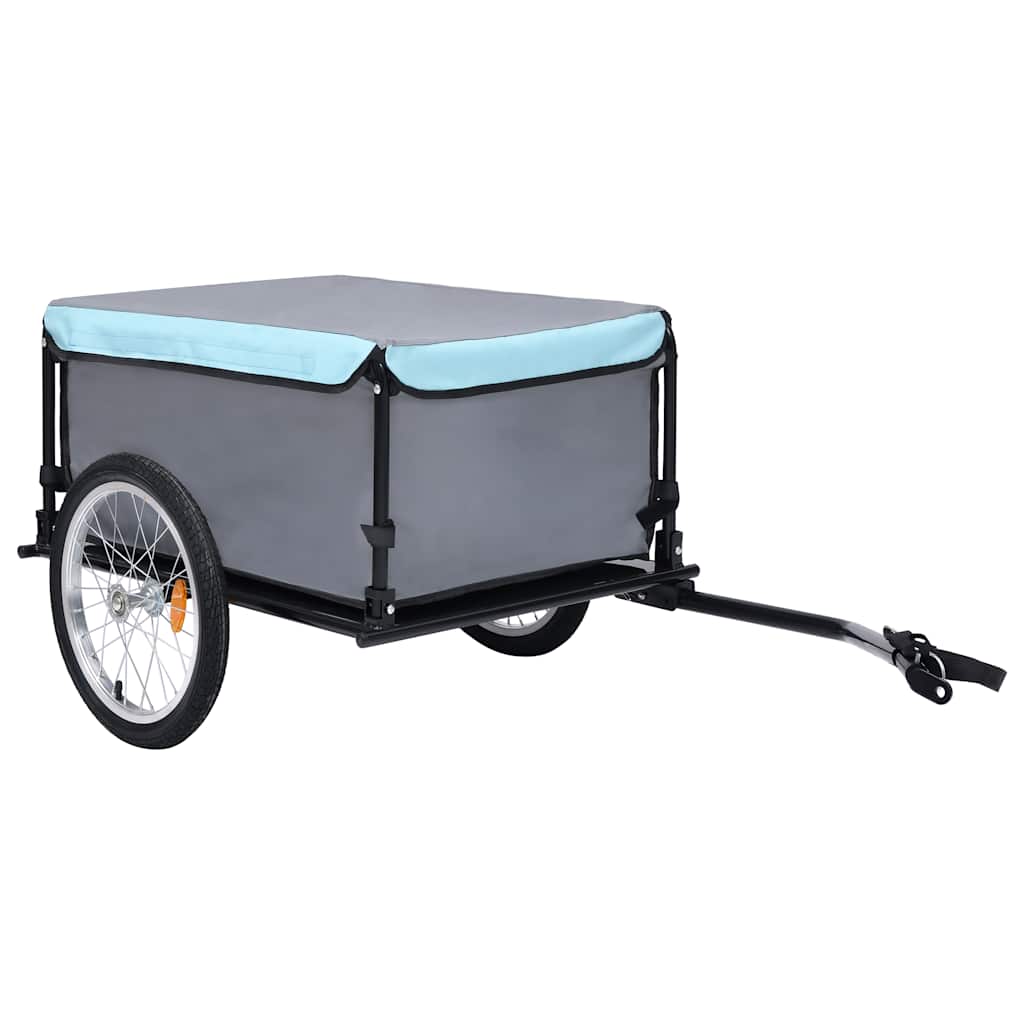 Cykeltrailer 65 kg - grå/blå sammenklappelig med overtræk