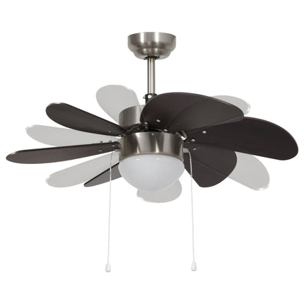 loftventilator med lampe 76 cm mørkebrun