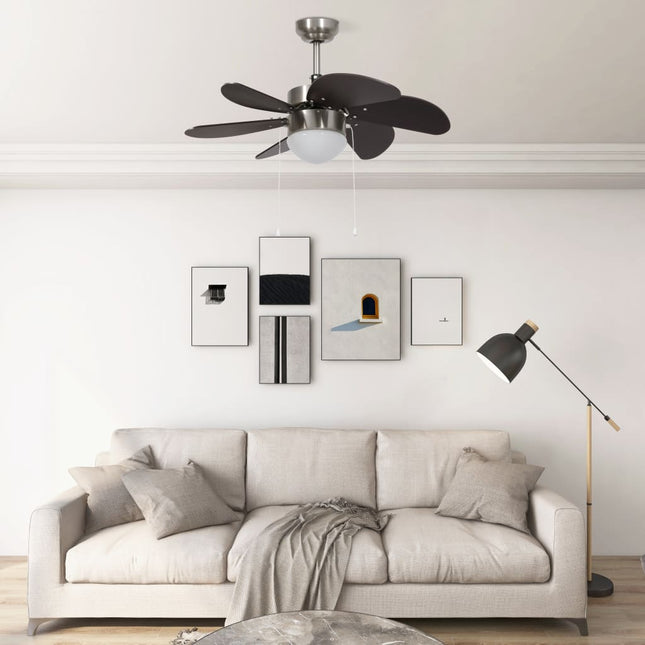 loftventilator med lampe 76 cm mørkebrun