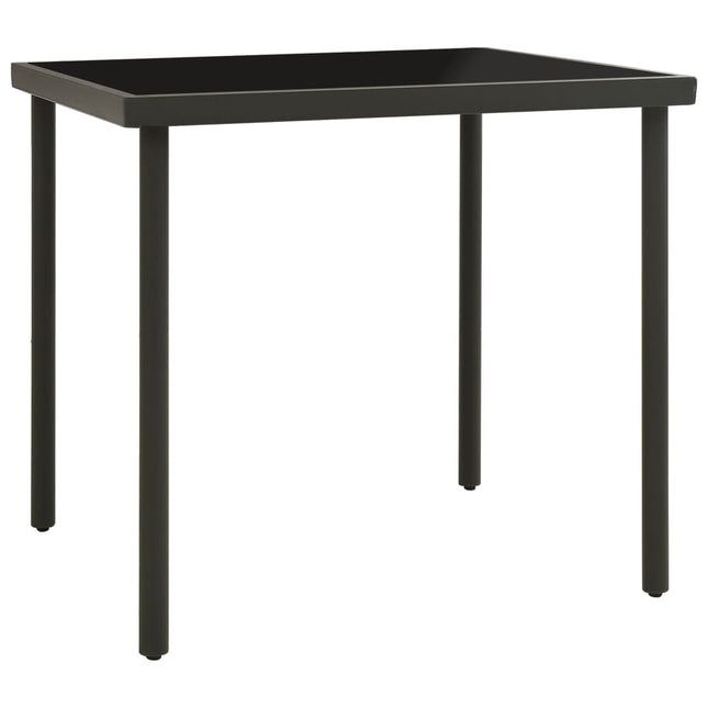 havebord 80x80x72 cm glas og stål antracitgrå