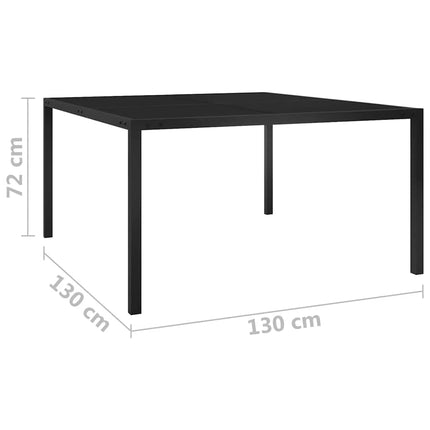 havebord 130x130x72cm stål og glas sort