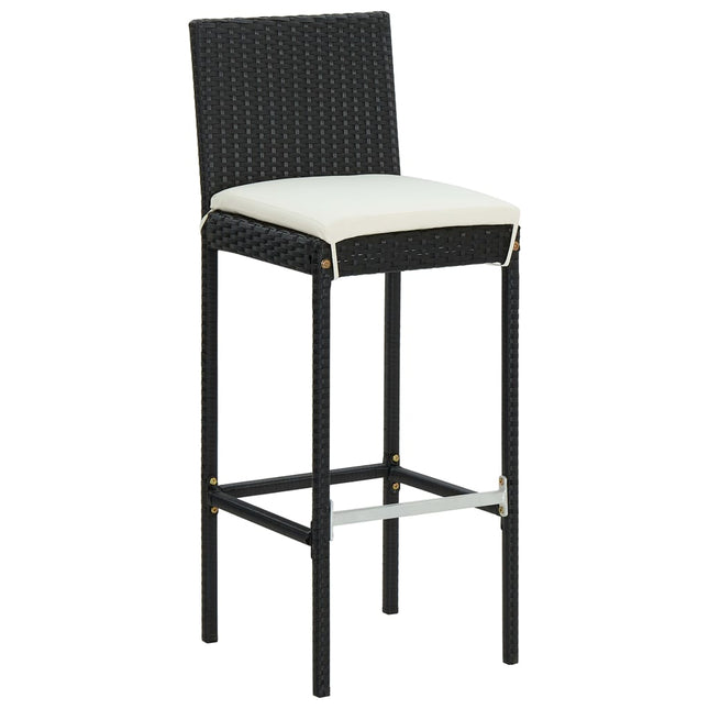 barstole til haven med hynder 2 stk. polyrattan sort