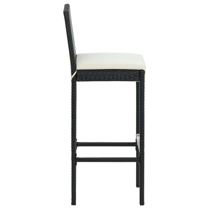 barstole til haven med hynder 2 stk. polyrattan sort