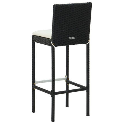 barstole til haven med hynder 2 stk. polyrattan sort