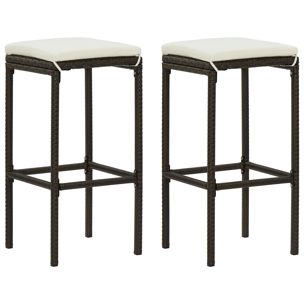 Barstole med hynder 2 stk. polyrattan