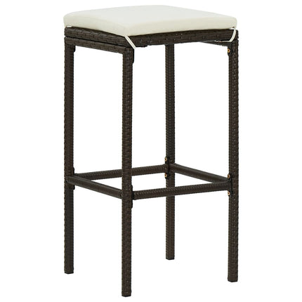 barstole med hynder 2 stk. polyrattan brun