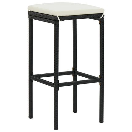 barstole med hynder 2 stk. polyrattan sort
