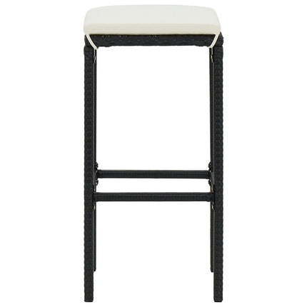 barstole med hynder 2 stk. polyrattan sort