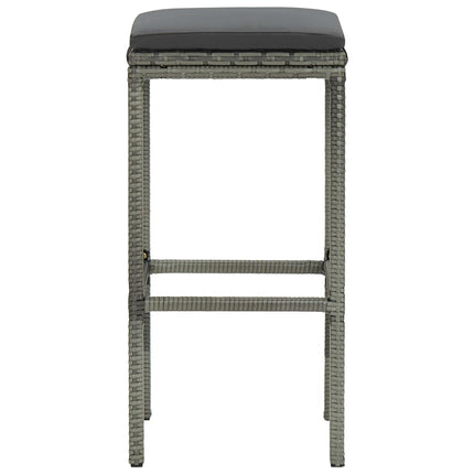barstole med hynder 2 stk. polyrattan grå