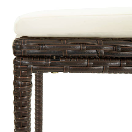 barstole med hynder 4 stk. polyrattan brun