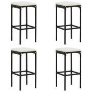 barstole med hynder 4 stk. polyrattan sort