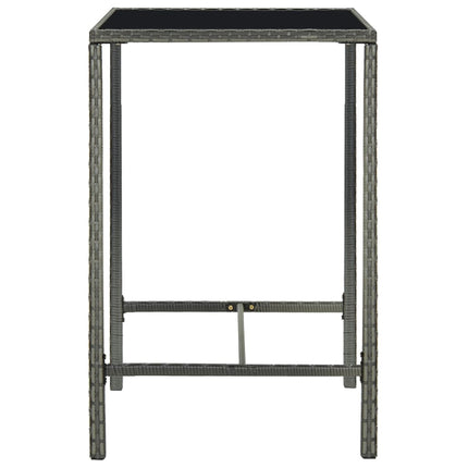 barbord til haven 70x70x110 cm polyrattan og glas grå