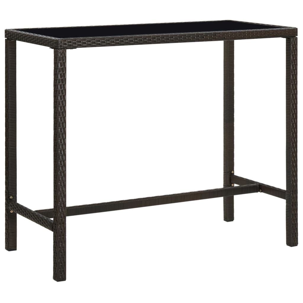 barbord til haven 130x60x110 cm polyrattan og glas brun billede