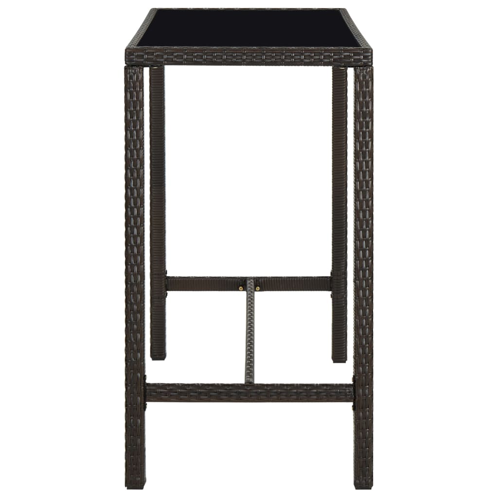 barbord til haven 130x60x110 cm polyrattan og glas brun