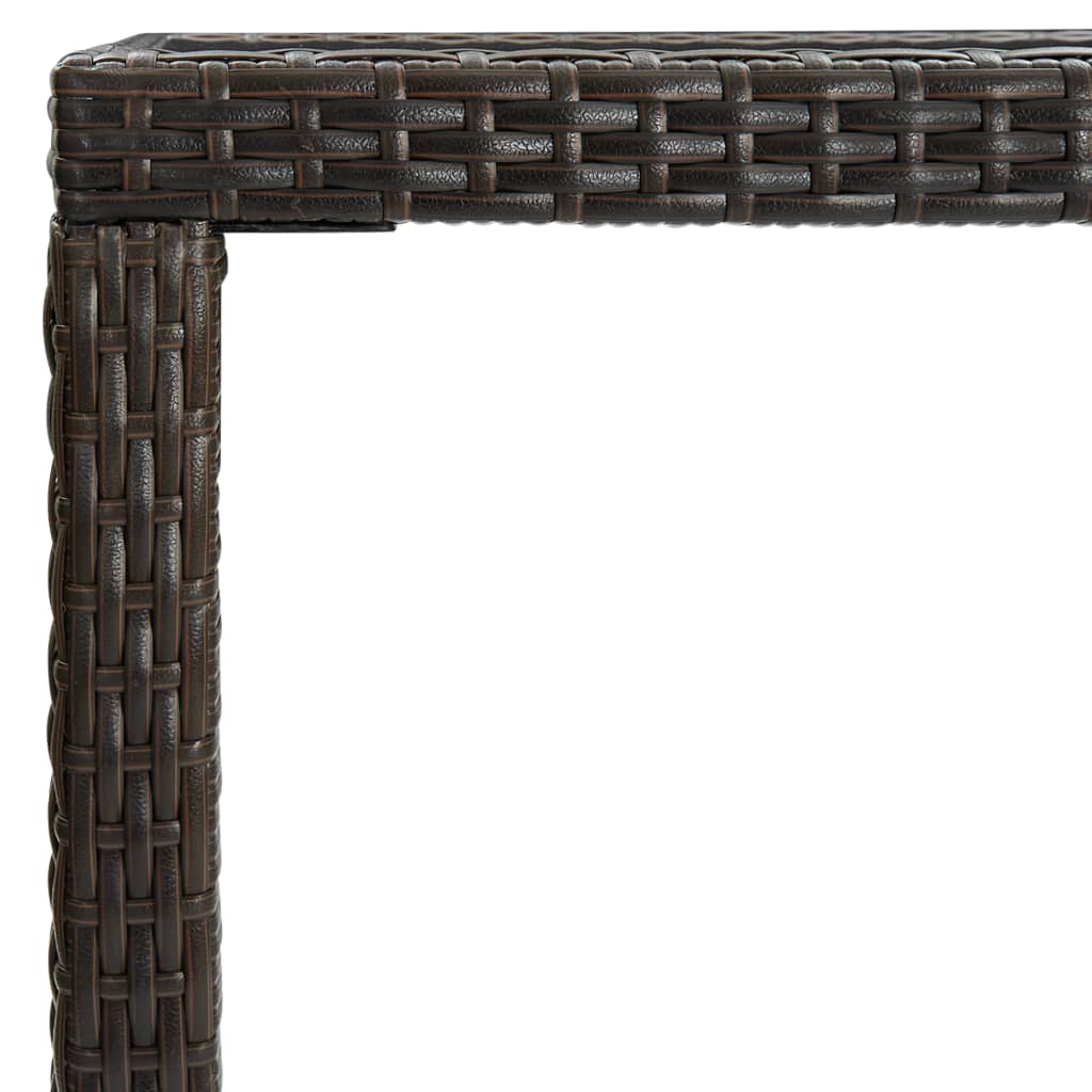 barbord til haven 130x60x110 cm polyrattan og glas brun