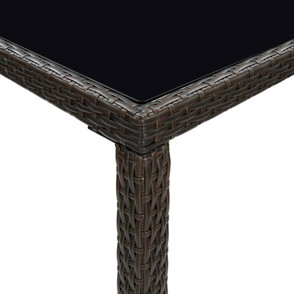 barbord til haven 130x60x110 cm polyrattan og glas brun