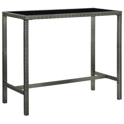 barbord til haven 130x60x110 cm polyrattan og glas grå