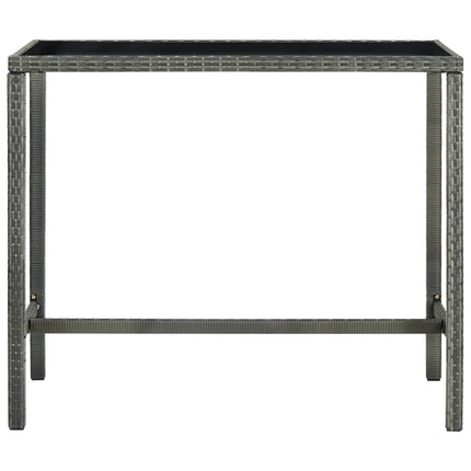 barbord til haven 130x60x110 cm polyrattan og glas grå