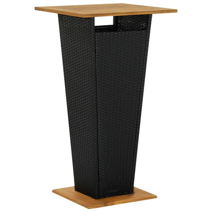 barbord 60x60x110 cm polyrattan og massivt akacietræ sort