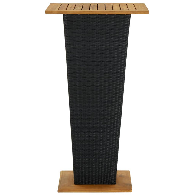 barbord 60x60x110 cm polyrattan og massivt akacietræ sort