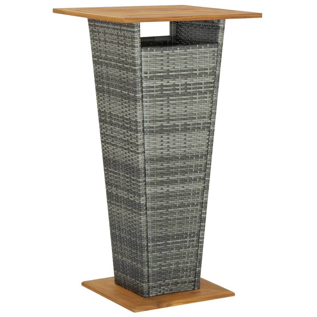 barbord 60x60x110 cm polyrattan og massivt akacietræ grå