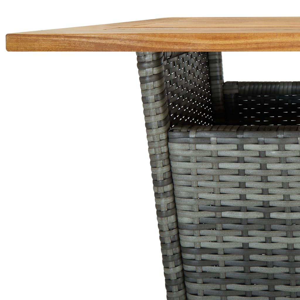 barbord 60x60x110 cm polyrattan og massivt akacietræ grå