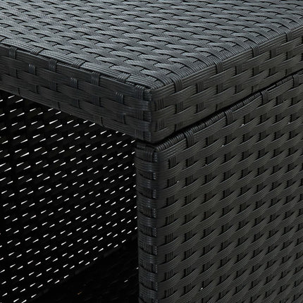 barbord med opbevaringsstativ 120x60x110 cm polyrattan sort