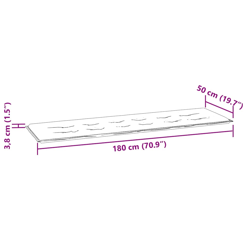 hynde til havebænk 180x50x4 cm oxfordstof ternet grå