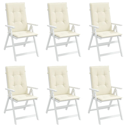 stolehynder m. høj ryg 6 stk. 120x50x3 cm stof cremefarvet