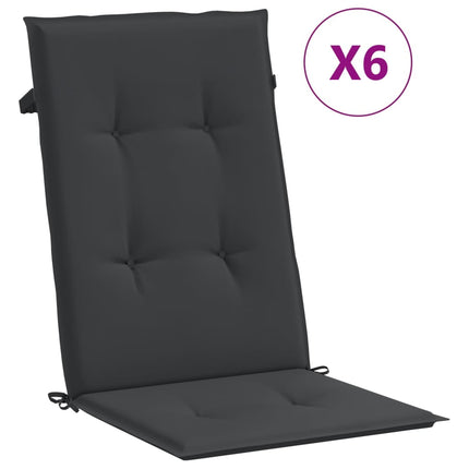 stolehynder m. høj ryg 6 stk. 120x50x3 cm stof sort