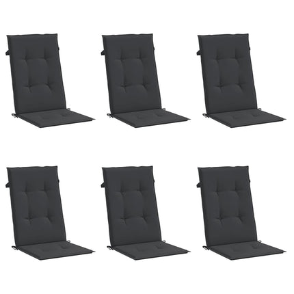stolehynder m. høj ryg 6 stk. 120x50x3 cm stof sort