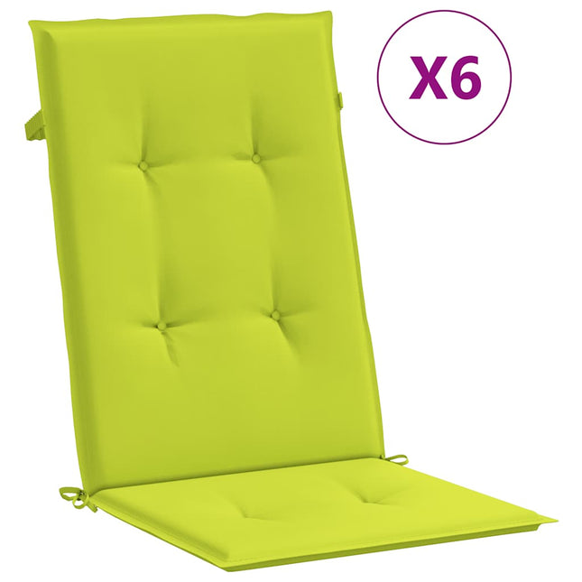 stolehynder m. høj ryg 6 stk. 120x50x3 cm stof lysegrøn