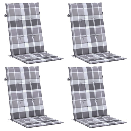 stolehynder m. høj ryg 4 stk. 120x50x3 cm stof gråternet