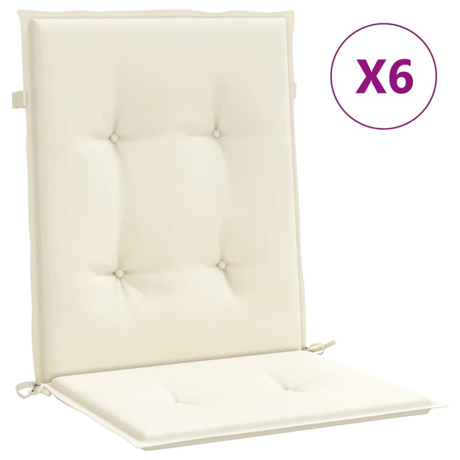 stolehynde m. lav ryg 6 stk. 100x50x3 cm oxfordstof cremefarvet