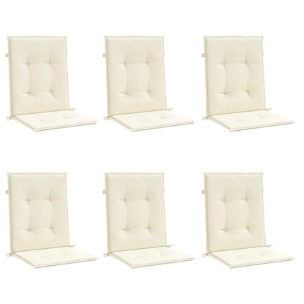 stolehynde m. lav ryg 6 stk. 100x50x3 cm oxfordstof cremefarvet