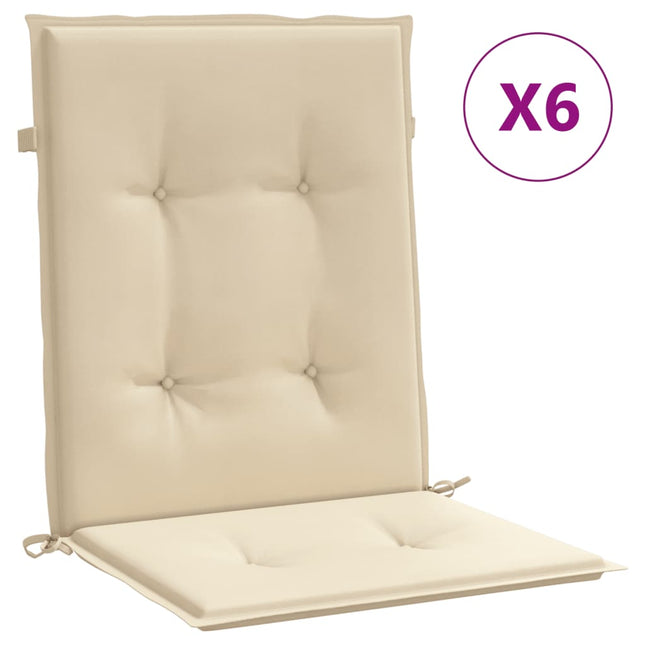 stolehynde m. lav ryg 6 stk. 100x50x3 cm oxfordstof beige