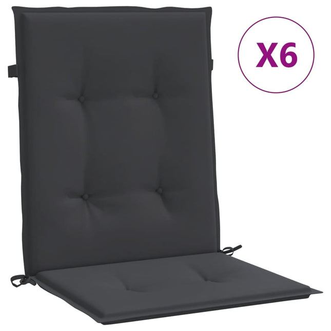 stolehynde m. lav ryg 6 stk. 100x50x3 cm oxfordstof sort