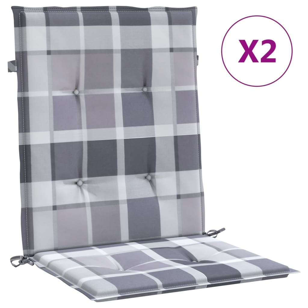 stolehynde m. lav ryg 2 stk. 100x50x3 cm oxfordstof gråternet