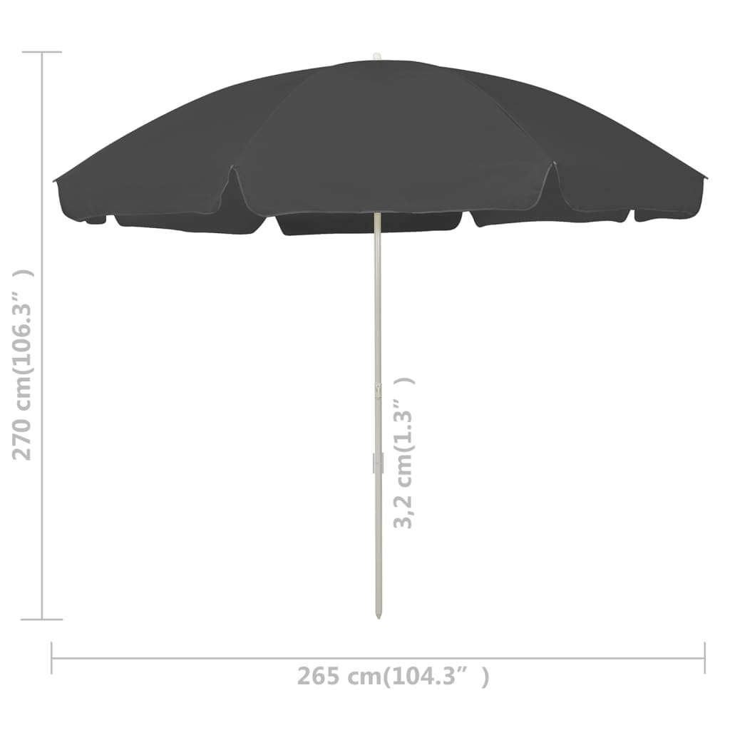 strandparasol 300 cm antracitgrå