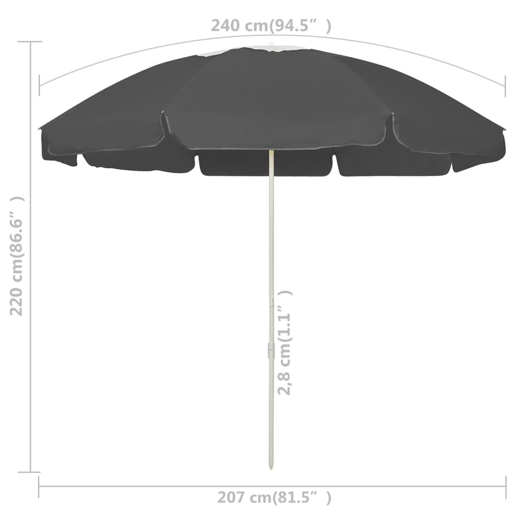strandparasol 240 cm antracitgrå