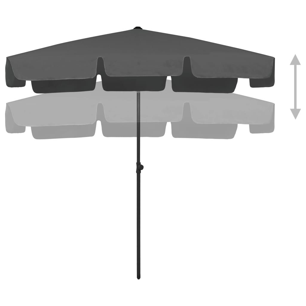 strandparasol 200x125 cm antracitgrå