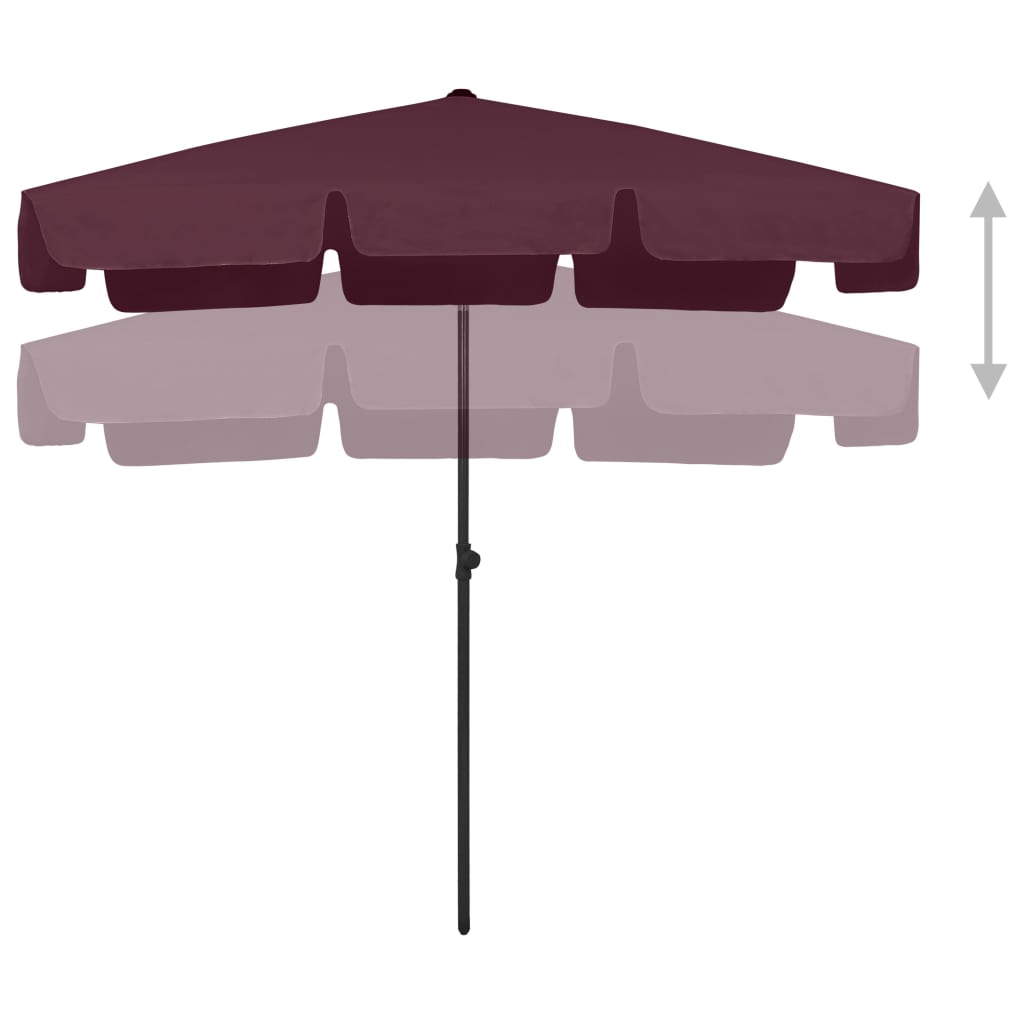 strandparasol 200x125 cm bordeauxrød